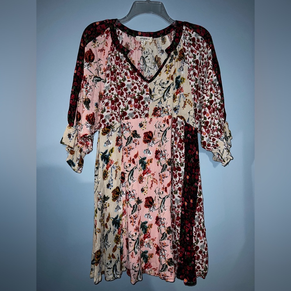 Floral Patchwork V-Neck Blouse